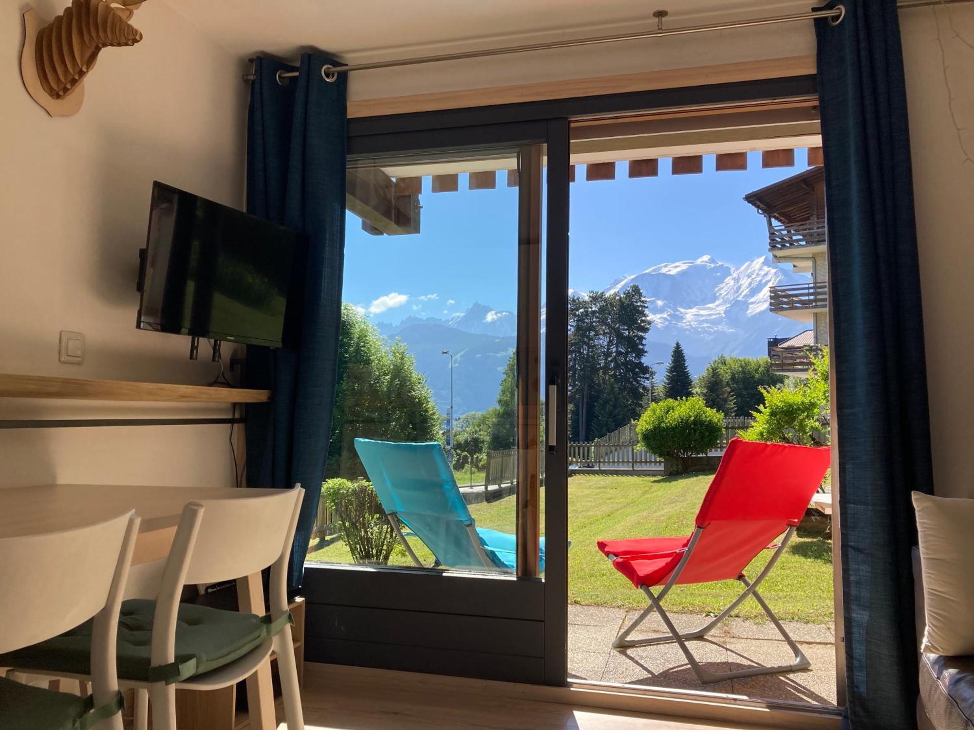 La Marmotte: Vue Mont Blanc, Terrasse, Parking Lägenhet Combloux Exteriör bild