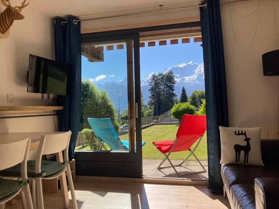 La Marmotte: Vue Mont Blanc, Terrasse, Parking Lägenhet Combloux Exteriör bild