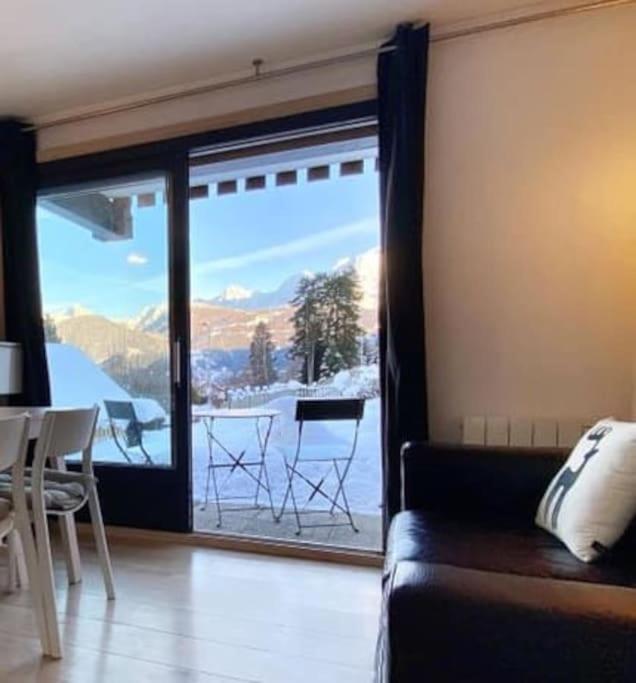 La Marmotte: Vue Mont Blanc, Terrasse, Parking Lägenhet Combloux Exteriör bild