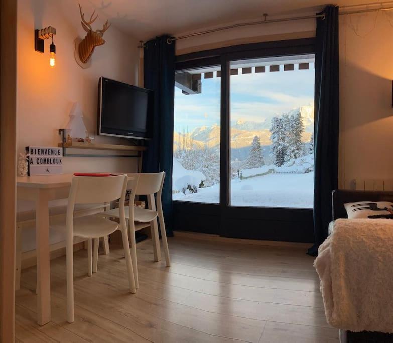 La Marmotte: Vue Mont Blanc, Terrasse, Parking Lägenhet Combloux Exteriör bild