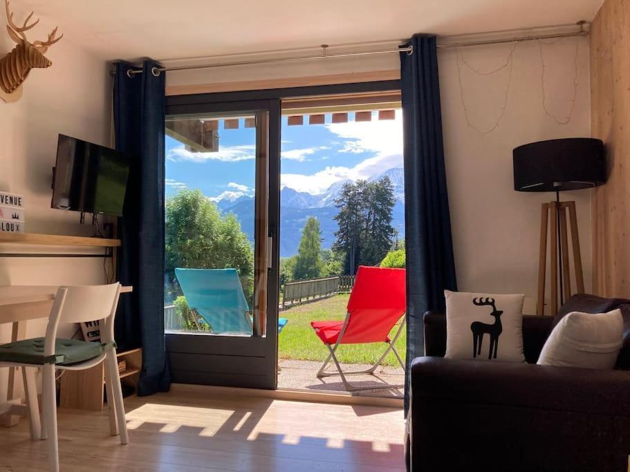 La Marmotte: Vue Mont Blanc, Terrasse, Parking Lägenhet Combloux Exteriör bild